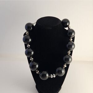 Chunky black beaded necklace
